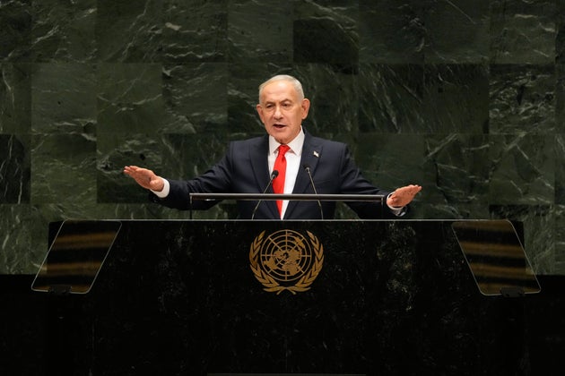 Benjamin Netanyahu speaks at the United Nations General Assembly last month.