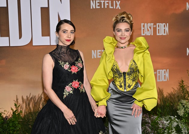Zoe Kazan and Florence Pugh at the premiere of Netflix's East Of Eden earlier this week