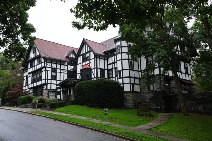 The Chi Phi fraternity house at Cornell University in Ithaca, N.Y., is pictured on Thursday, Oct. 1, 2026. (AP Photo/Matt Rourke)