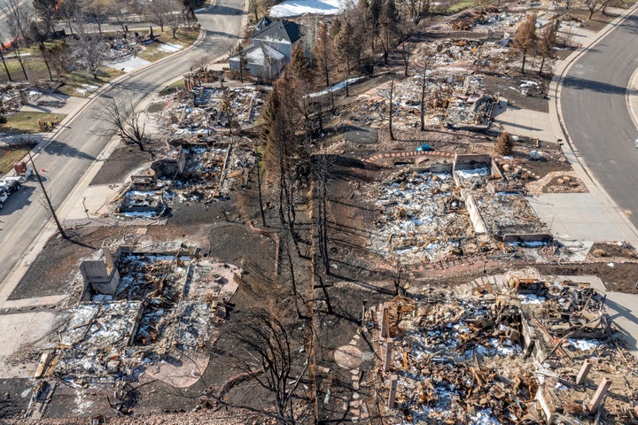The remains after the Marshall Fire, Colorado's most destructive wildfire in December 2021. (Jim West/UCG/Universal Images Group via Getty Images)