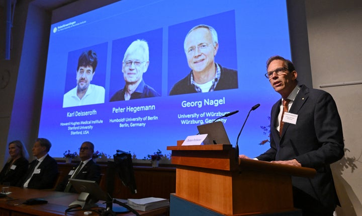 The Nobel Prize in medicine was awarded Monday to Karl Deisseroth, Peter Hegemann and Georg Nagel for their research into light-gated ion channels and optogenetics.