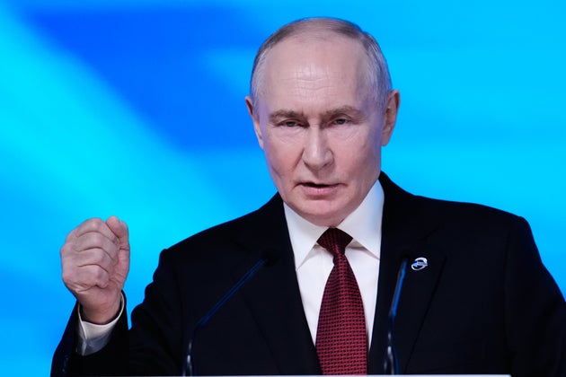 Russian President Vladimir Putin speaks at the session of the Valdai Discussion Club in Moscow, Thursday, Oct. 1, 2026. 