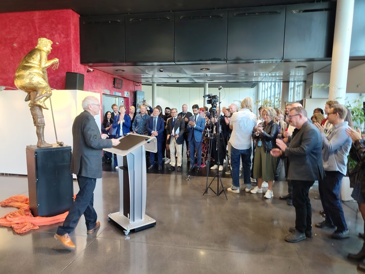 The statue will be on display inside the European Parliament until Thursday.