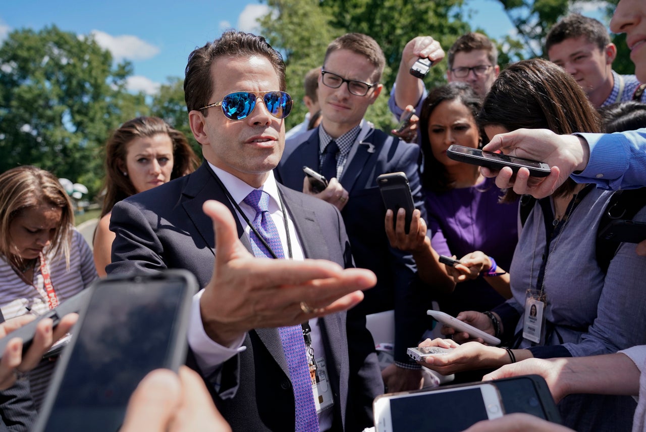 White House communications director Anthony Scaramucci speaks to members of the media at the White House on July 25, 2017.