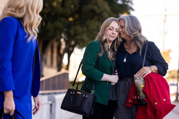Abigail Zwerner shares a moment with her mother after a verdict was reached in her lawsuit against the assistant principal, Ebony Parker, of Richneck Elementary School in 2025.