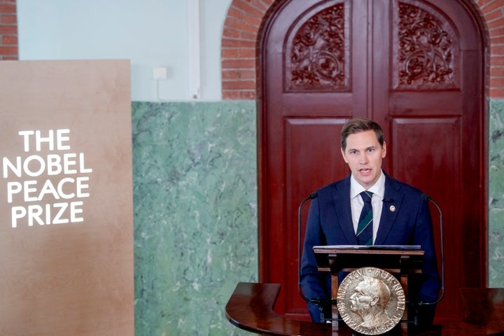The Chairman of the Nobel Committee, Jørgen Watne Frydnes, announces the Nobel Peace Prize 2026 at the Nobel Institute in Oslo, Norway, on Oct. 9, 2026.