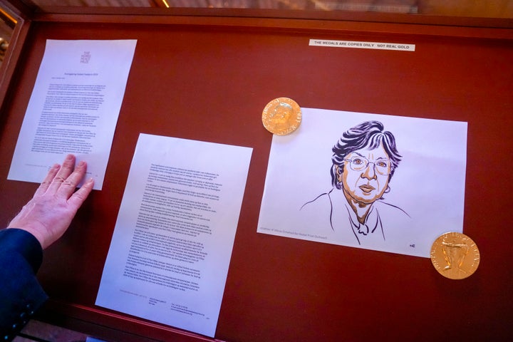 An illustration depicting 2026 Peace Prize laureate Navanethem "Navi" Pillay is pictured after, after the announcement of the 2026 peace prize winner, in Oslo on Oct. 9, 2026.
