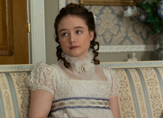 Ruby Stokes on the set of Bridgerton's first season