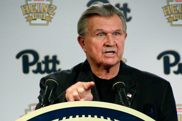 FILE - In this Saturday, Nov. 7, 2015 file photo, former NFL coach and University of Pittsburgh alumnus, Mike Ditka speaks at a news conference in Pittsburgh. Hall of Fame tight end and former Chicago Bears coach Mike Ditka is recovering from a mild heart attack. Steve Mandell, Ditka's agent, tells ESPN that doctors inserted a pacemaker. He says Ditka "is doing much better," and the iconic coach "appreciates the outpouring of support and expects to be home soon." (AP Photo/Keith Srakocic, File)