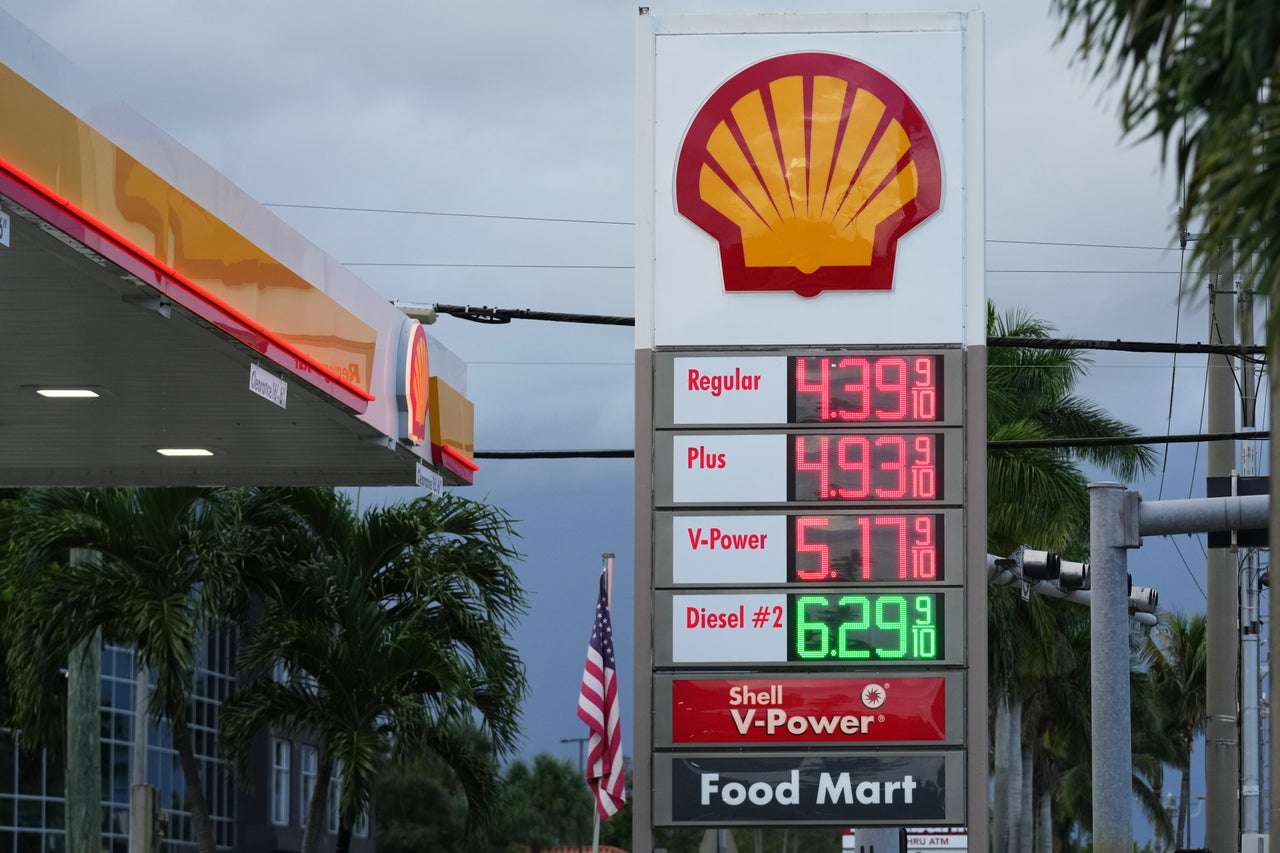 Gas and diesel prices are displayed at a Shell station in Doral, Fla., on Tuesday, Sept. 22, 2026.