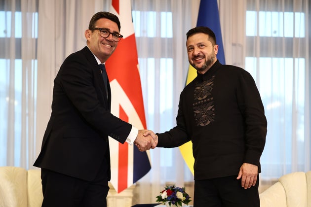 Volodymyr Zelenskyy with Andy Burnham in Kyiv in August.