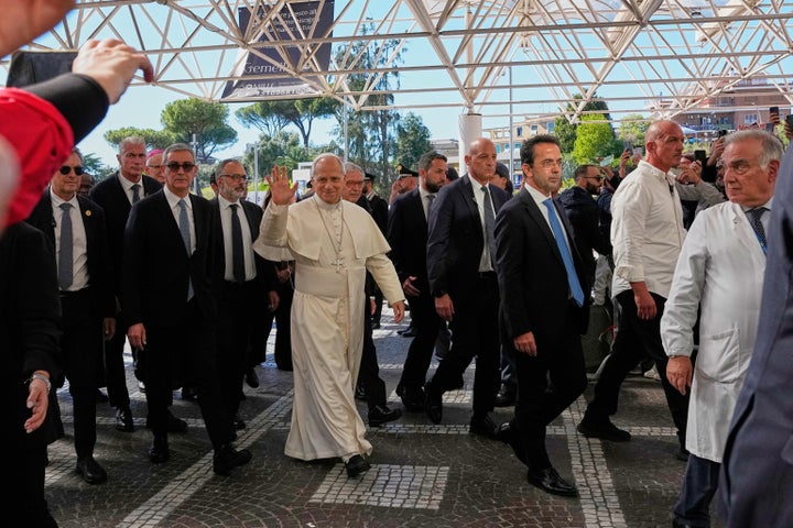 Pope Leo XIV had walked into the Gemelli hospital through the main entrance earlier in the day and waved to dozens of well-wishers who had gathered to greet him.