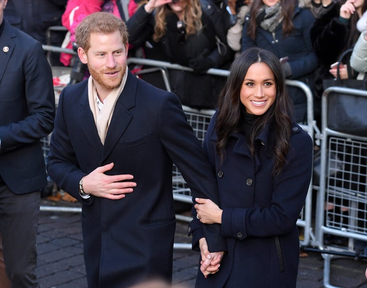 Prince Harry and then-fiancée Meghan Markle in Nottingham, England, on Dec. 1, 2017. 