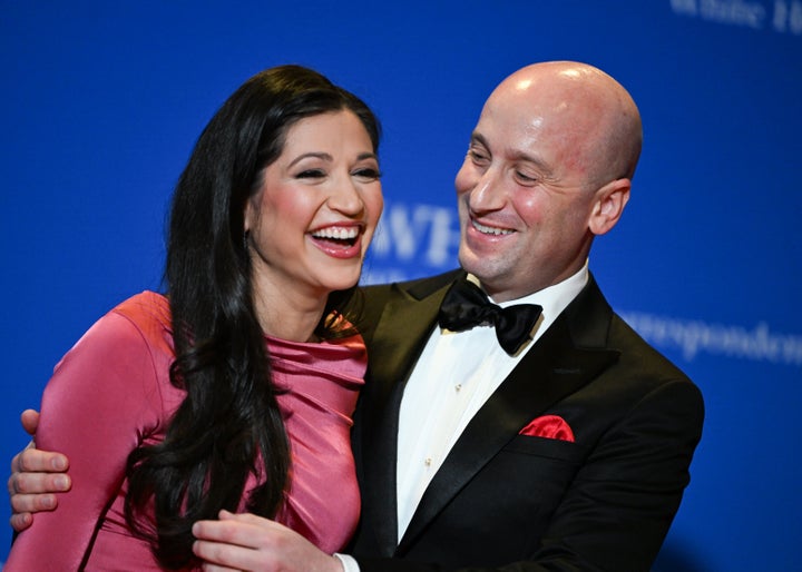 Katie Miller and Stephen Miller, pictured at the 2026 White House Correspondents' Association Dinner.