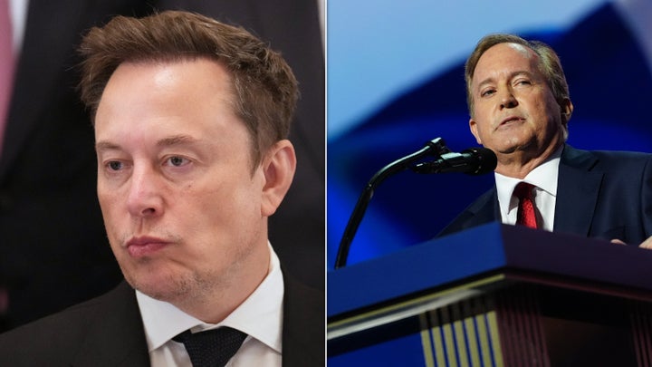 Elon Musk, left, solved a major problem for Texas Republicans: Who would pony up the money to support Attorney General Ken Paxton, right, in the state’s U.S. Senate race?