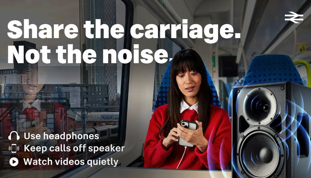 Poster for the UK government's crackdown on loud music on public transport