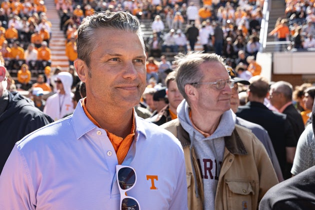 US defence secretary Pete Hegseth at a college football game on Saturday.