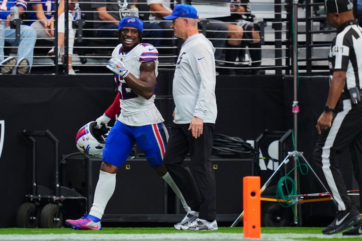 C.J. Gardner-Johnson walks off the field after being ejected for spitting. 
