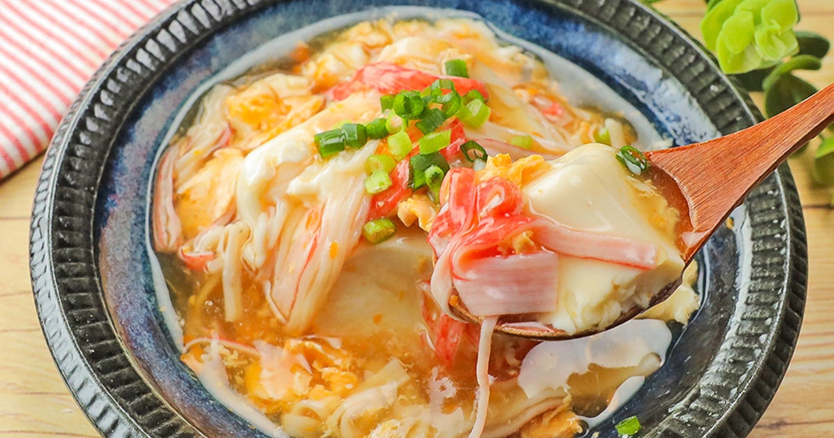 冷蔵庫に『豆腐と卵』があったら迷わずコレ！めんつゆで簡単。5分で作れるふわとろあんかけレシピ