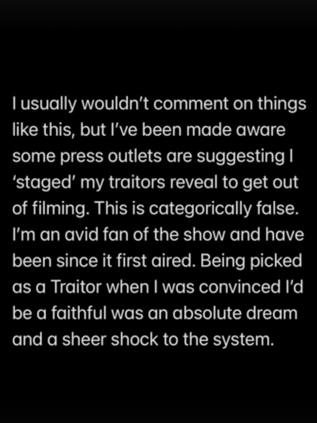 A screenshot of the message Richard E Grant shared with his Instagram followers