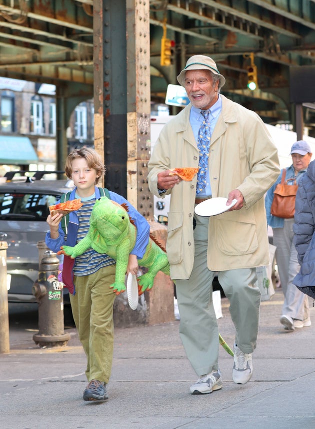 Theo Leber and Dwayne Johnson pictured on the set of Lizard Music