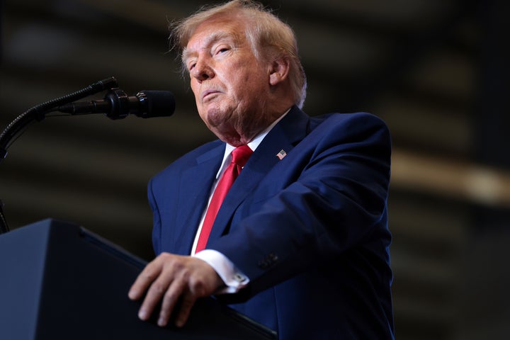 President Donald Trump speaks during a campaign rally at T. Ed Garrison Arena at Clemson University on Oct. 21 in Pendleton, South Carolina. President Trump is in South Carolina rallying support for local Republican candidates.