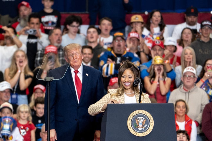Nicki Minaj appeared alongside Trump during a campaign event in Port Huron, Michigan, on Sunday.