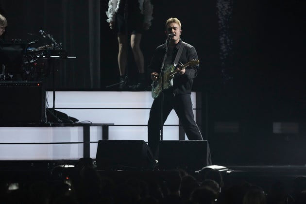 Sam Fender on stage at the 2026 Brit Awards