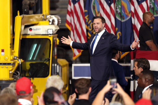 Vice President JD Vance takes the stage during a campaign rally in Topeka, Kansas on Oct. 26, 2026.