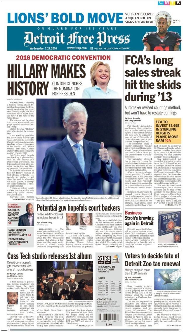 Newspapers Highlight Hillary's Historic Nomination ... With Photos Of ...