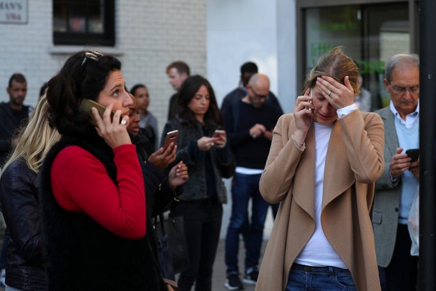 People near Parsons Green tube station on Friday morning